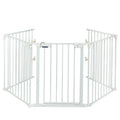 115 Inch Length 5 Panel Adjustable Wide Fireplace Fence-Black