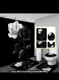 4pc single color white rose shower rugs and curtain set