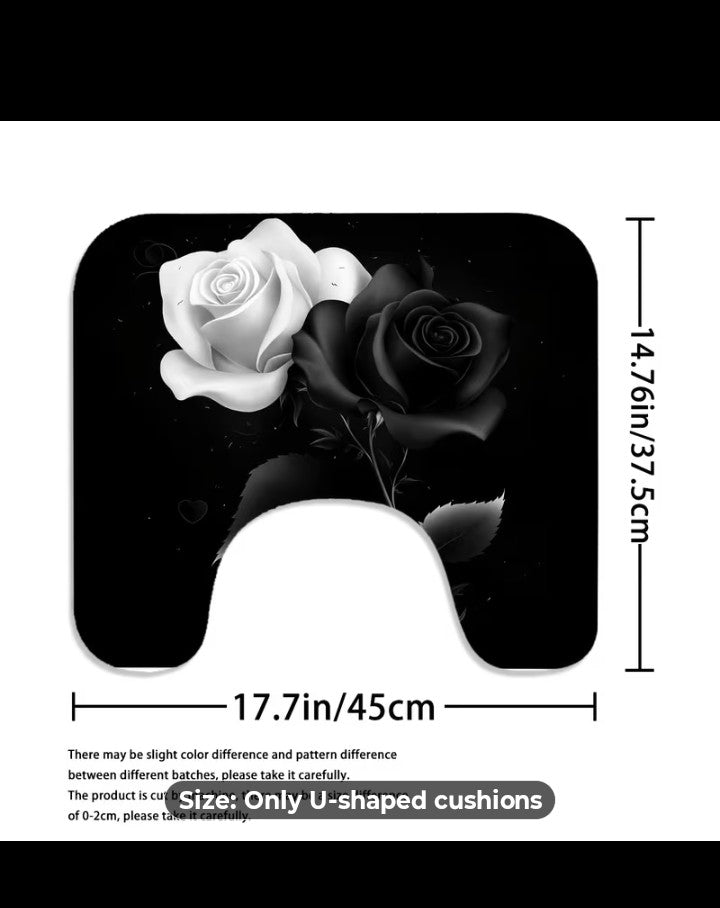 4pc single color white rose shower rugs and curtain set